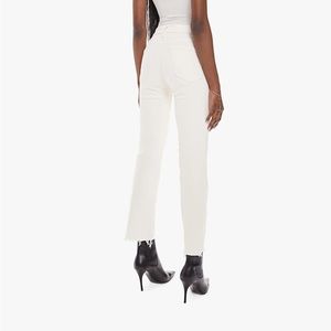 MOTHER Tripped Ankle Fray in Antique White